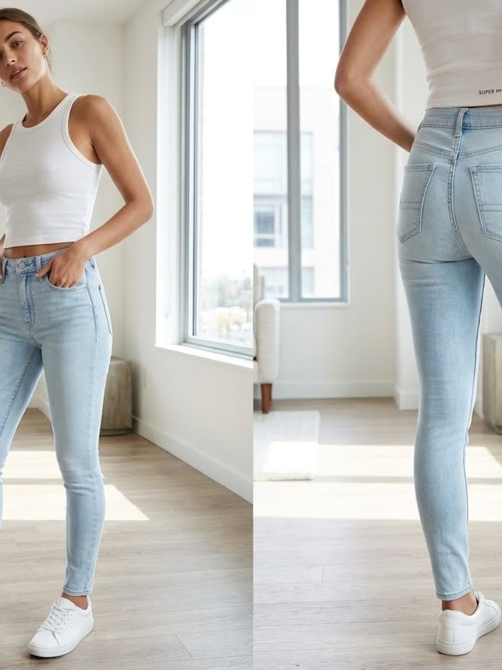 Light Wash Women’s Jeggings  - Super High-Rise - Light Wash